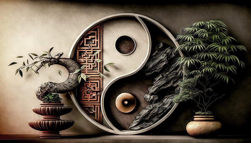 Feng Shui Ying Yang Symbol Energie und Zen Illustration