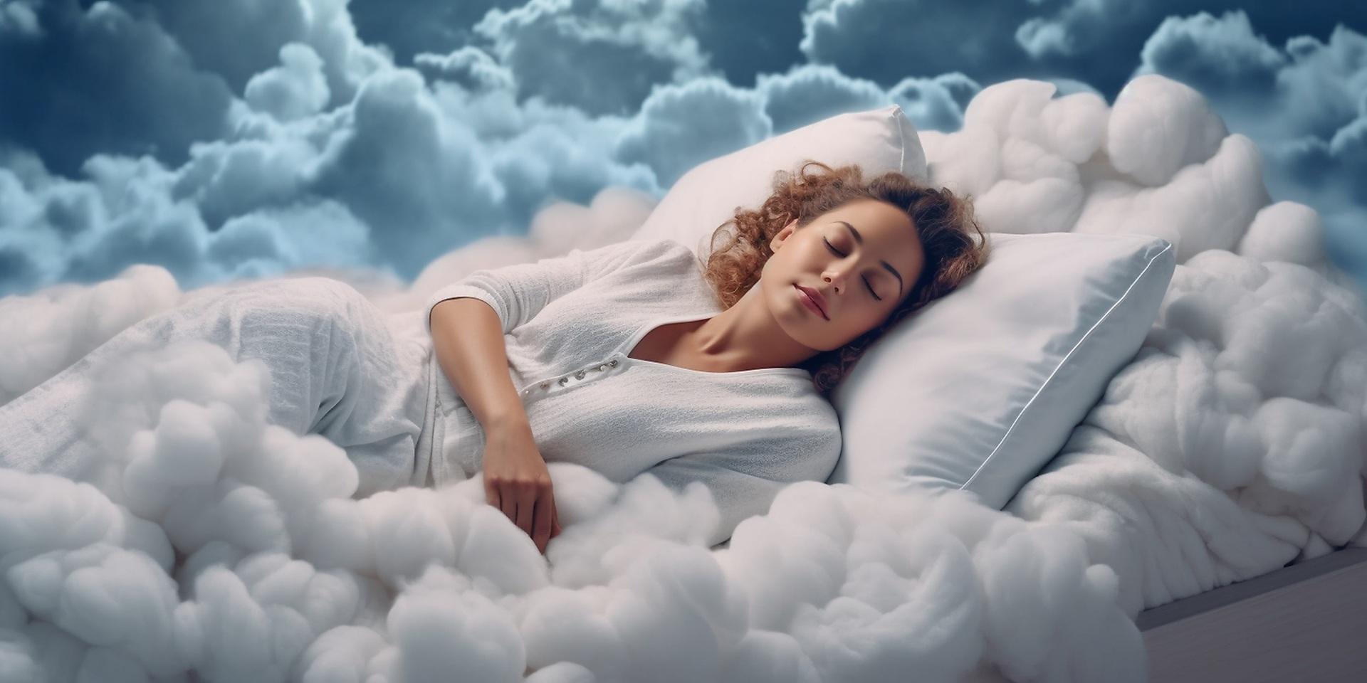 Frau schläft auf Bettwäsche Baumwolle wie auf Wolken