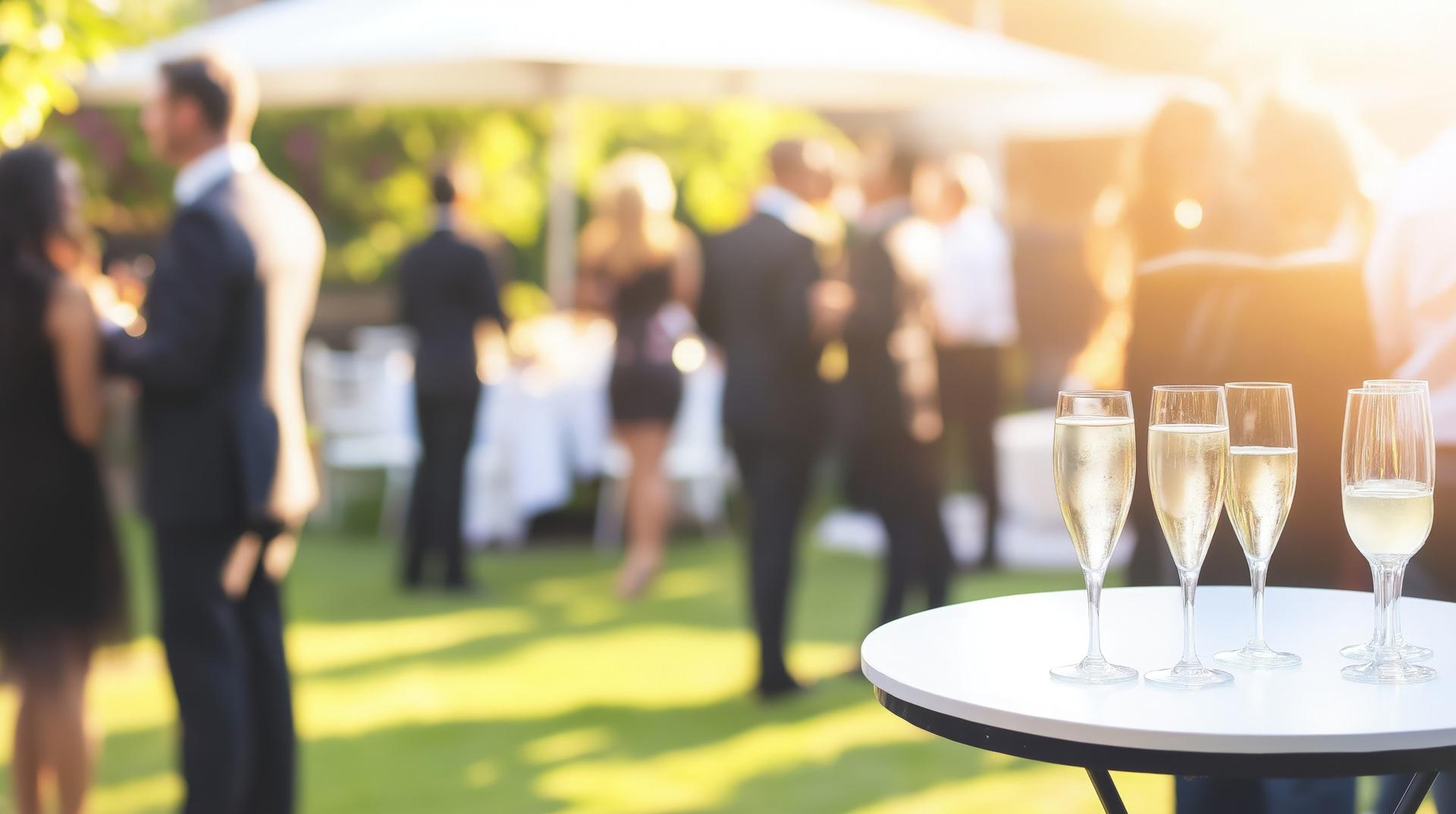 Firmenevent Location mit Sektempfang im Garten