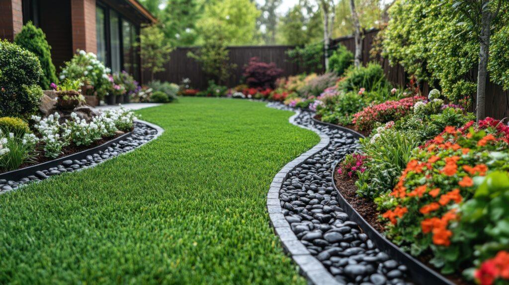 Gepflegter Garten mit klarer Linienführung | wasserdurchlässige Sonnensegel