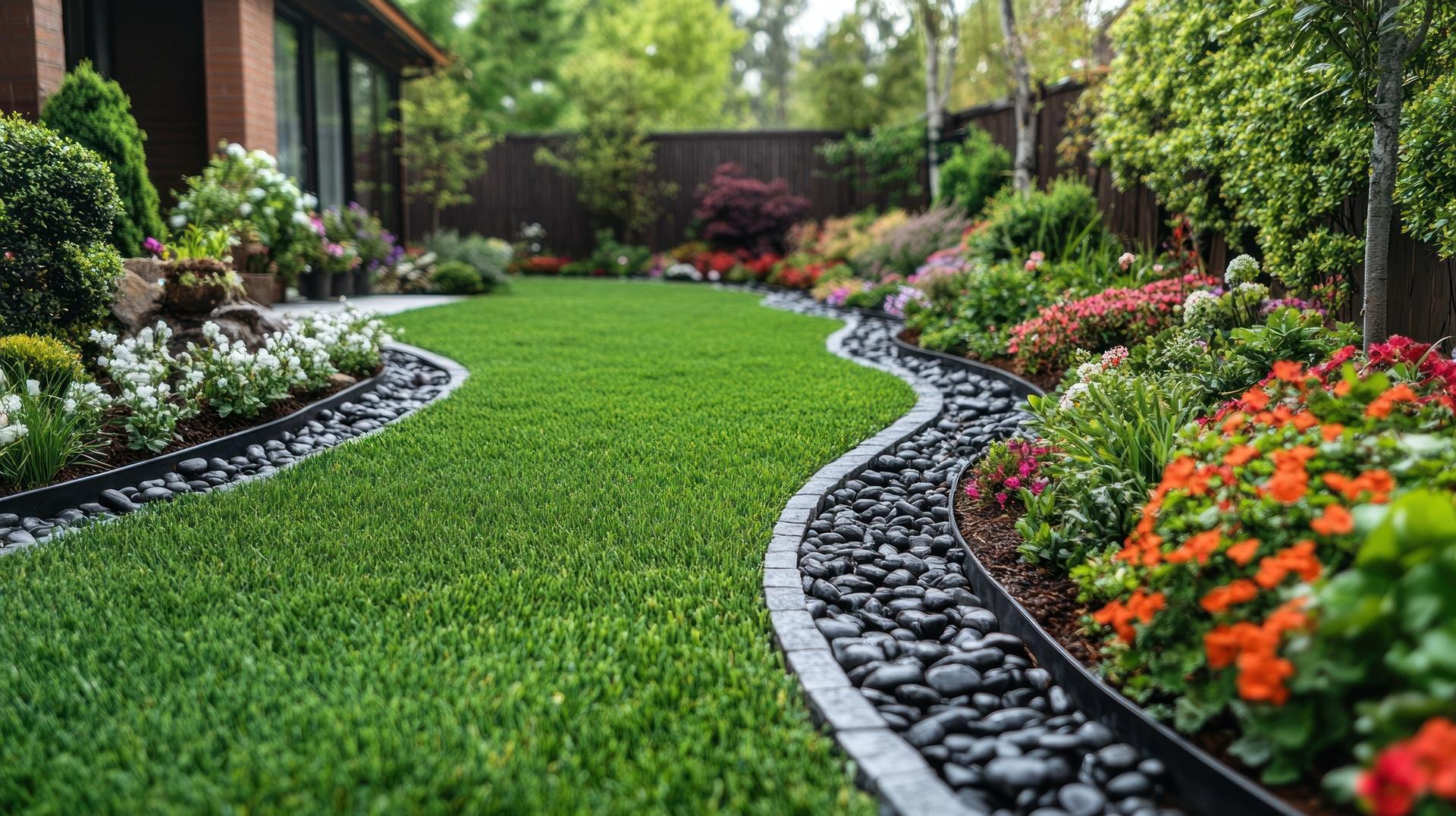 Gepflegter Garten mit klarer Linienführung | wasserdurchlässige Sonnensegel