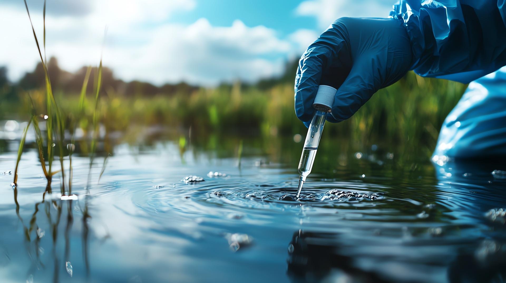 Wasserprobe im See zur Qualitätsanalyse | Enthärtungsanlage