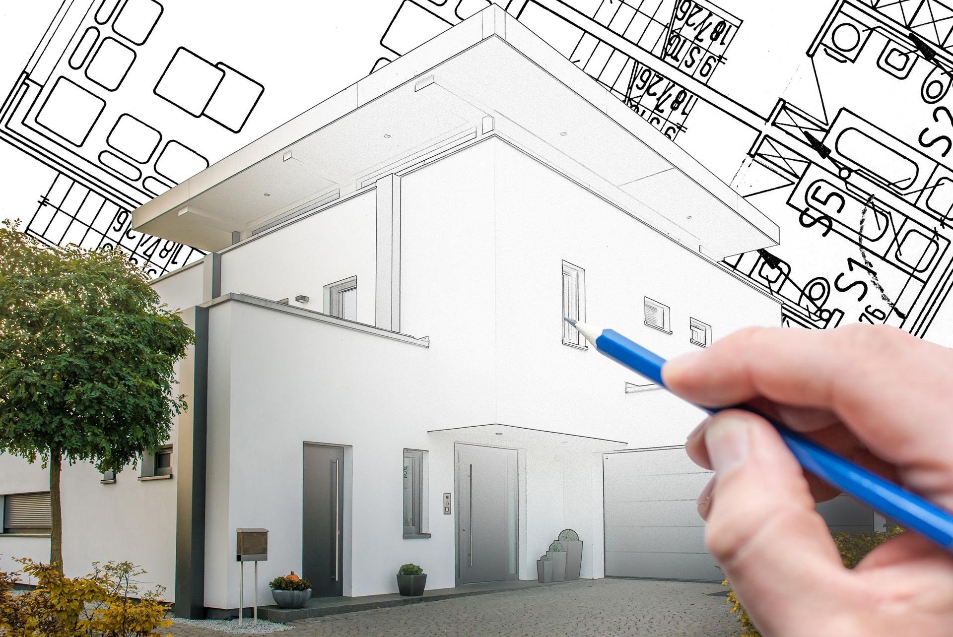 Hauszeichnung mit moderner Planung | Terrassenüberdachung Hamburg